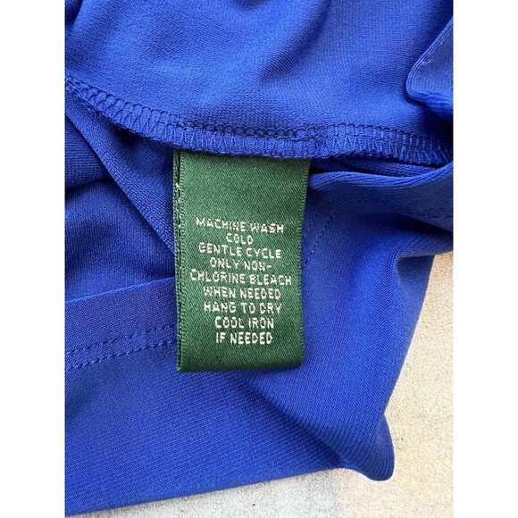 Lauren Ralph Lauren Evening Maxi Dress Womens 12 Navy Blue Draped Neck NEW NWT - Picture 12 of 14